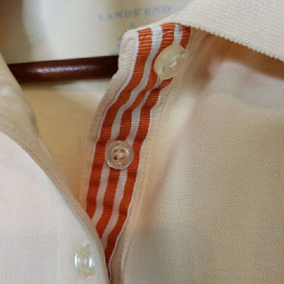 Lands End Womens Polo Shirt Orange Peach Ombre Casual Summer Top Golf Size Large - Picture 8 of 15